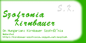 szofronia kirnbauer business card